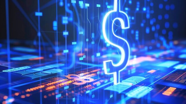 digital currency dollar sign on financial technology background