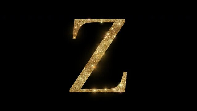 Sparkling golden "Z", serif font style, alpha channel, transparent background
