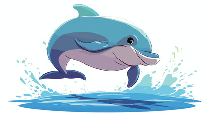 Illustration of an isolated dolphin 2d flat cartoon