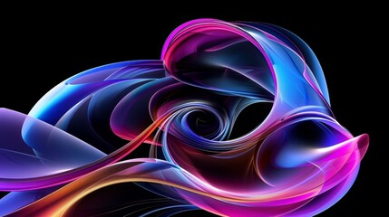 colorful smoke shape swirls on a black background