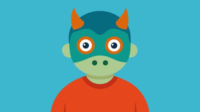 A child wearing a monster mask representing their fear of being seen as weak or vulnerable and attempting to project a tough and scary image.