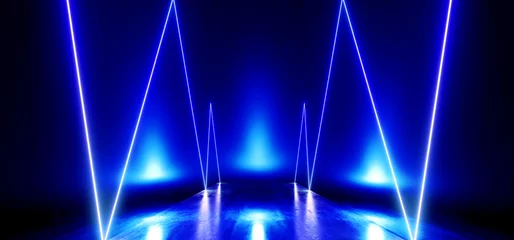Cyber Electric Futuristic Blue Neon Glow Sci Fi  VIbrant Dark Stage Showcase Podium Virtual Reality Empty Reflection Grunge Concrete Laser 3D Rendering © IM_VISUALS