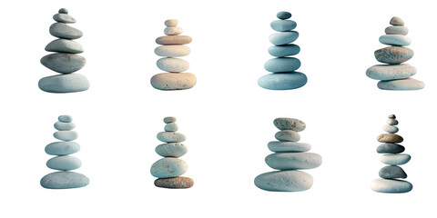  stack of balanced stones on a light blue background,