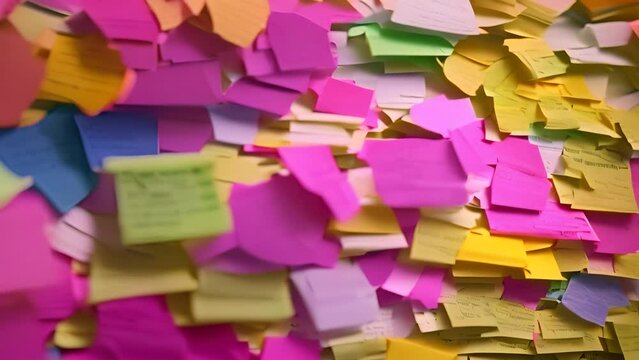 Wall Filled With Various Post-it Notes Generative AI
