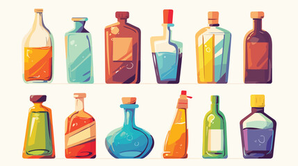 Illustration of bottles on a white background 2d fl