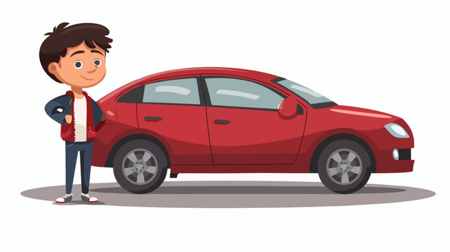 Illustration of boy and car in a white background 2