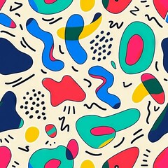 seamless colorful abstract shape doodle pattern