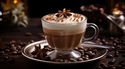 Aromatic coffee frothy cappuccino hot chocolate gourmet dessert scented relaxation