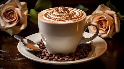 Aromatic coffee frothy cappuccino hot chocolate gourmet dessert scented relaxation