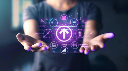 Title: "Digital Icon"

Art Description: Hands holding digital icons symbolizing advanced themes against a blurred background, conveying sophistication and innovation.
