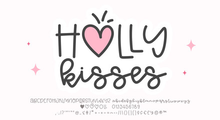 ector hand draws Heart Alphabet letter logo font.  Valentine Monoline's handwritten letters. Heart Glyphs.  For postcard or poster decorative graphic design.