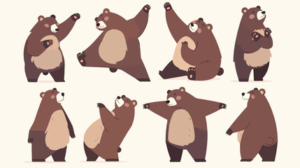 Illustration of different poses of bears 2d flat ca
