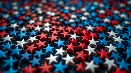 Intricate patterns of stars in red, white, and blue, symbolizing Americas unity and diversity, 4th of July National Day, 3D render, high resolution, clean sharp focus - Powered by Adobe