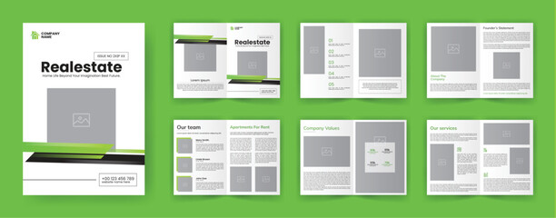 Simple Real Estate Agent Brochure Layout. Minimalist Property Template for Magazine, Flyer, Book, Advertisement, Presentation, Look Book etc.