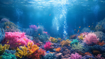 Underwater scenes showing the vibrant life of coral reefs - obrazy, fototapety, plakaty