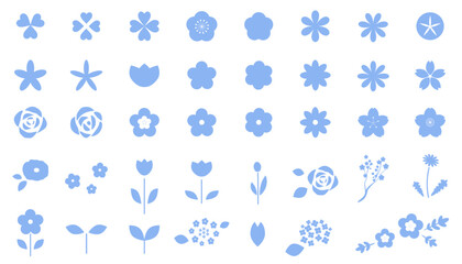 シンプルな花と植物のアイコンイラストセット