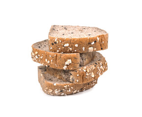 Sliced bread with cereals isolated over white