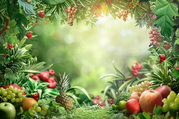 fruit border isolated spring summer