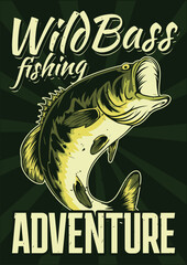 Wild bass fishing poster design