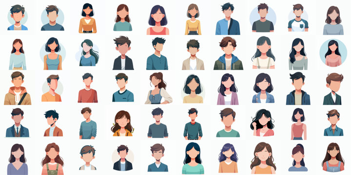 Vector set of avatars. Men and women  young people and girls icons