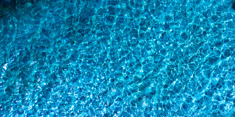 Top view blue Seawater is Beautiful with nature and wonders of tropical waters and paradise beaches of the Andaman Sea