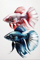 Exotic fish on white background. Poster