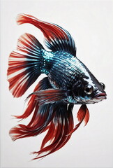 Exotic fish on white background. Poster