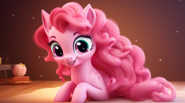 Pictures of a cute pony with pink hair cartoon