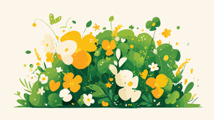 Irish flowers in the bush illustration 2d flat cart