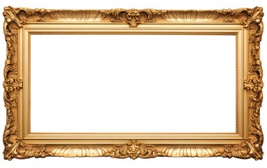 Ornate golden vintage picture frame isolated