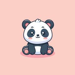 A cute panda sitting cartoon flat vector icon illustration design