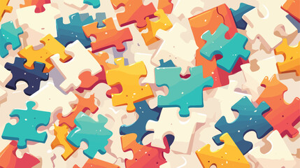 Jigsaw puzzle pieces of kids playing illustration 2 - obrazy, fototapety, plakaty