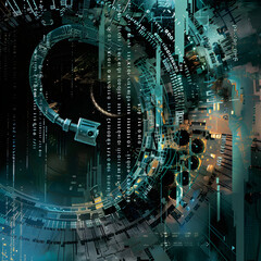 Visualization of LZ Encryption Process in Cyber Security - obrazy, fototapety, plakaty