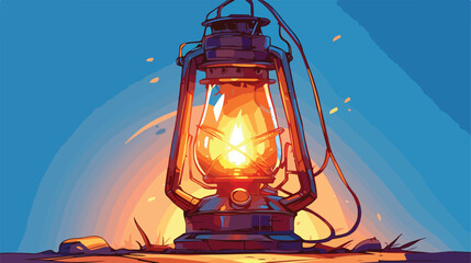 Kerosene lamp. Oil lamp. Vector illustration of a k