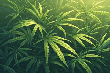 Closeup of marijuana leaf , cannabis plants background