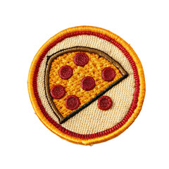 pizza embroidered patch badge isolated on transparent background