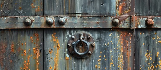 A metal door close up with a ring