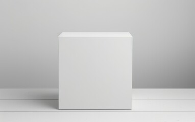Minimalistic white cube on grey surface
