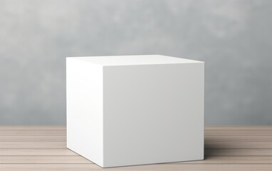 Minimalistic white cube on grey surface