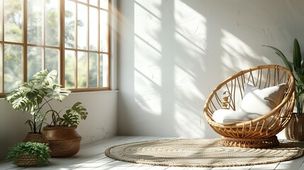 Fototapeta premium Mockup wall in the children's room on white wall background,Scandinavian style children room