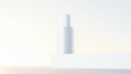 Cosmetic bottle on white podium scene premium photo 3d render