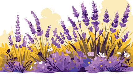 Lavenders in the garden illustration 2d flat cartoo