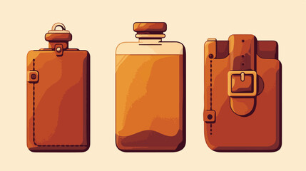 Leather flask icon. Vector illustration of an old l