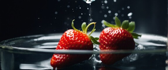 Strawberry, sinking in water tank
