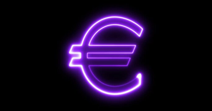 Animated neon euro symbol