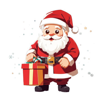 Happy Santa Claus with Gifts Cartoon Illustration