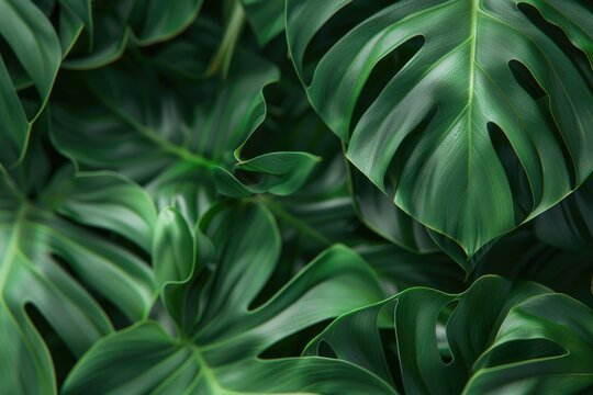 Tropical Monstera leaves, close up. Nature background.