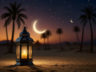 Eid Mubarak Lantern Islamic Background