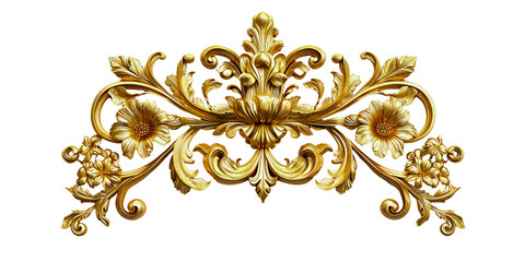 Golden baroque ornament isolated on white
