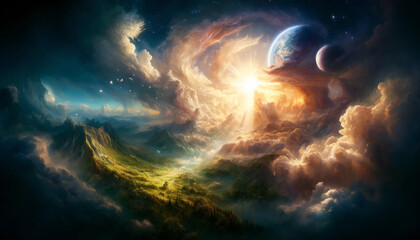 God created the heavens and the earth Genesis 1:1.